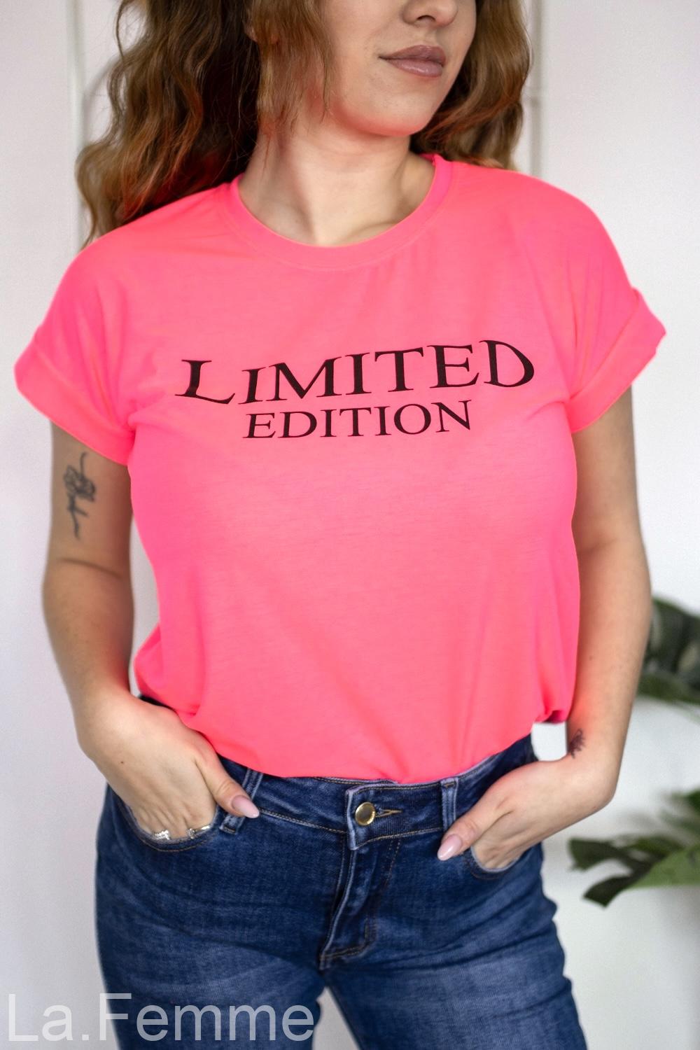 Dámské neonově růžové tričko Limited Edition