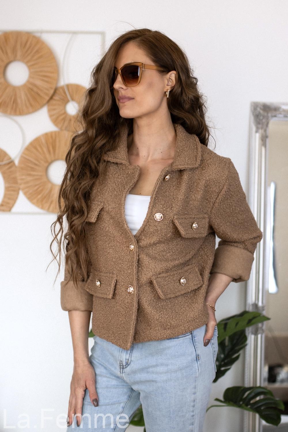 Krátký beránkový kabátek Elissa, light brown