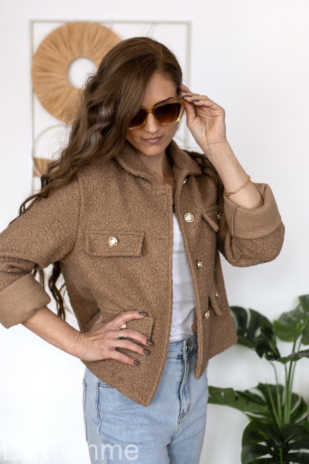 Krátký beránkový kabátek Elissa, light brown