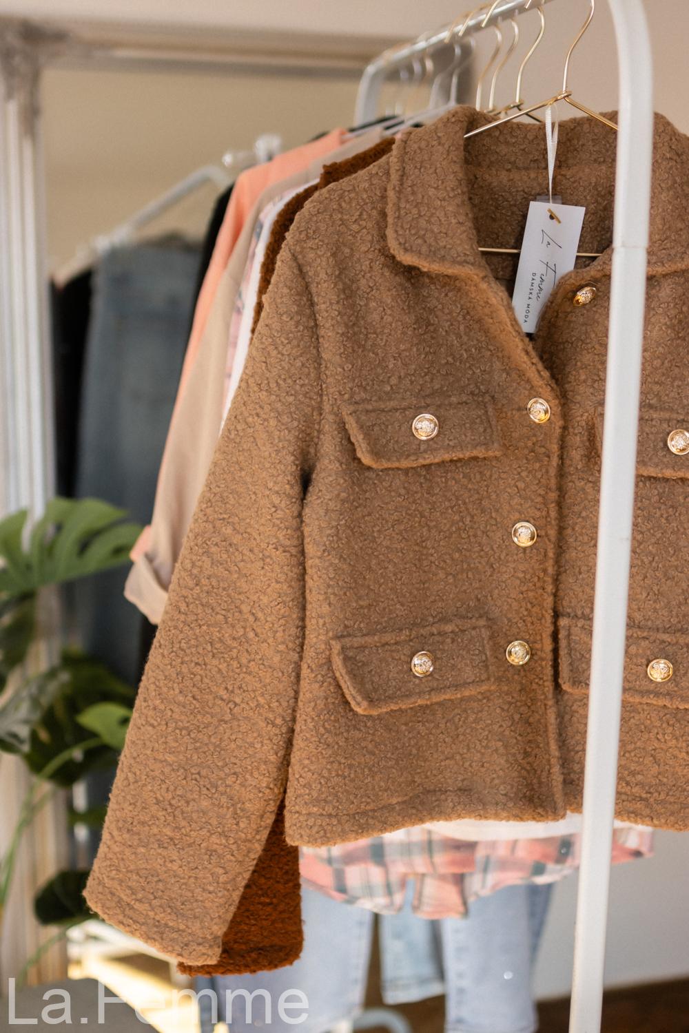 Krátký beránkový kabátek Elissa, light brown